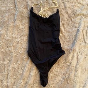Black strappy swimsuit